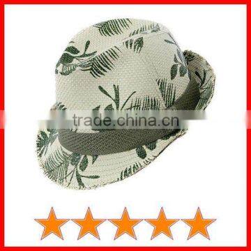 Cheap surf print straw trilby hats(SU-GH001)