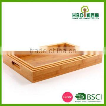 Best Selling 3pcs Bamboo Food Serving Tray Bamboo Kitchen Tray photo-2