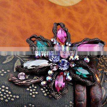 Hot sale fashion cheap rhinestone poppy flower brooch,antique brooches for sale