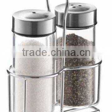 SINOGLASS 2pcs Glass spice jar with Rack