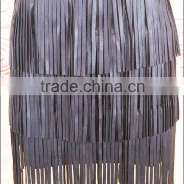 Popular Design Fringes Tassel Lace Sexy PU Skirts China Factory Wholesale photo-5