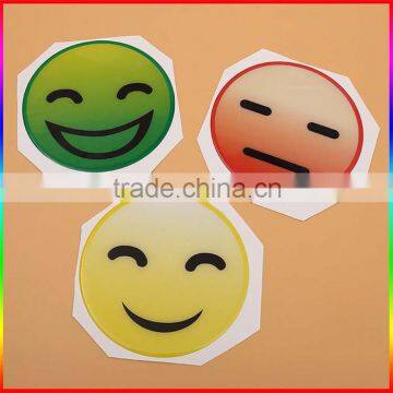 Wholesale best price custom smile face sticker, adhesive clear dome epoxy resin sticker, cartoon epoxy sticker