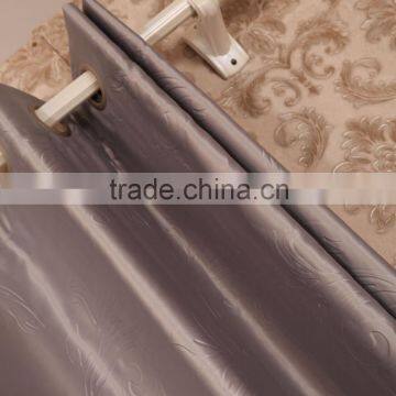 100% polyester fabric solid glossy embossed shinning black out curtain