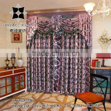 luxury 2016 America style curtain 100% polyester flocking window curtain