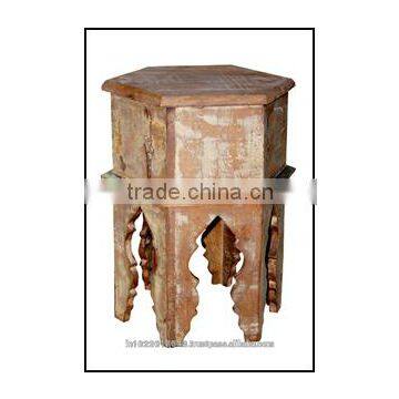 Jodhpurs handicraft furniture reclaimed wood hexagonal coffee Table , Reclaimed wood furniture side Table