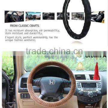 2015 new design sheepskin leather steering wheel cover