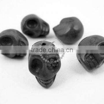 12MM 16inch strand black turquoise skull stone beads,black skull loose beads,skull beads strand 3010028