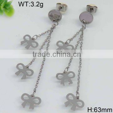 Dangle bow-knot earring in steel color