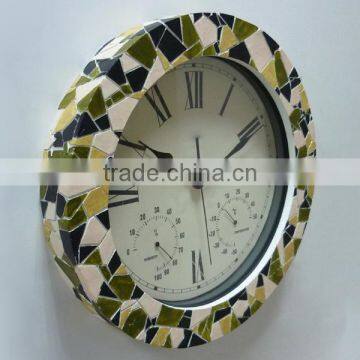 15 Inch 3 in 1 Polyresin Decorative Mosaic Clock photo-5