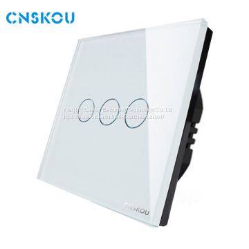 Cnskou 2017 New Design EU Luxury Glass Panel 3gang1way Touch Switch for Led photo-2