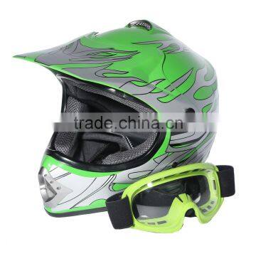 DOT Youth Green Flame for Dirt Bike for ATV Motocross Offroad Helmet MX+GogglesS M L New