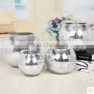 Home table centerpieces terarium crackle silver glass vase for flower arrangement