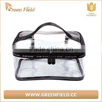 Promotional toiletry cosmetic clear pvc zipper bag with handle for gift