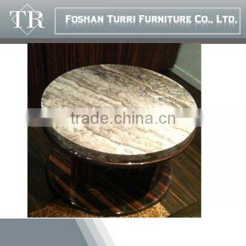Modern Black Hand Craverd Travertine Top End Table photo-2