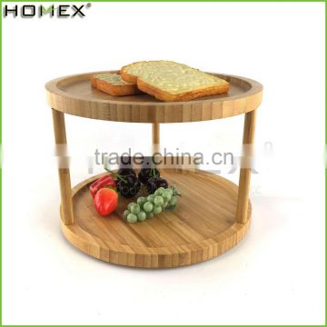 Bamboo 2 Tier Turning Spice Shelf/Revolving Spice Rack/Homex_FSC/BSCI Factory