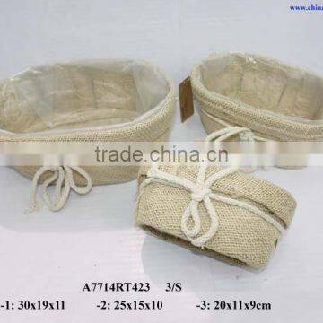 oval jute storage basket