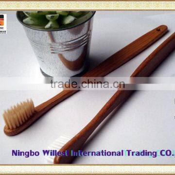 Thin hole bamboo handle toothbrush with fine brush