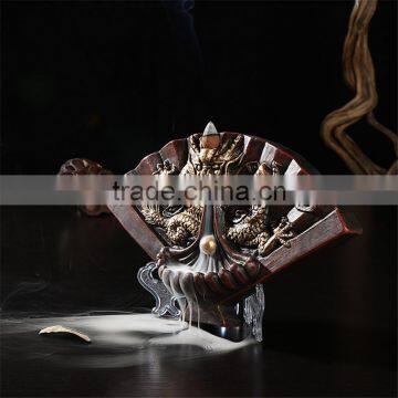 Golden Dragon Fan Incense Backflow Incense Burner Gift & Decor