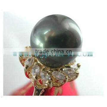 18K Gold Ring Diamond Ring and Seawater Pearl Ring photo-3