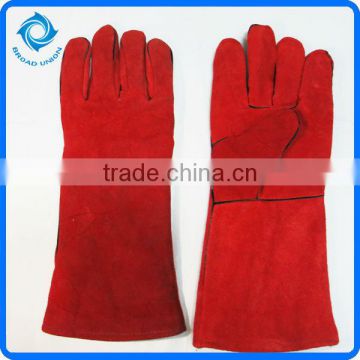 Red Safety Leather Welding Gloves