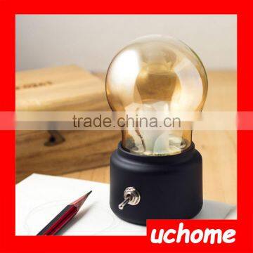 UCHOME Metal Lever Switch Bulb Lamp Rechargeable Battery Night Light USB LED Lamp