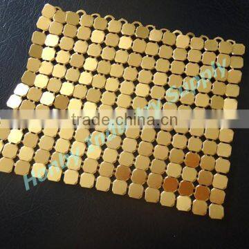 Decorative 6mm Aluminum Gold Color Metallic Sequin Fabric