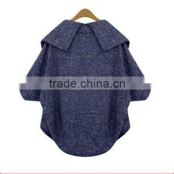 Hot Selling High Quality New Design Ladies Casual Turn-down Collar Asymmetrical Women Jacket Model With Cap Sleeve photo-3