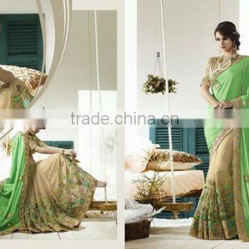 Heavy Designer Embroidery Saree Rimjhim Pallu+Net skirt with Jequard Blouse