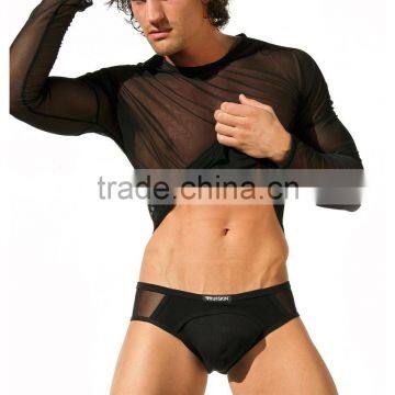 Custom Mens Tops Tee T Shirt Transparent Mesh T-shirt Long Sleeve Undershirt Quick Dry GYM Sport Singlet Clothing ( Not Include photo-3