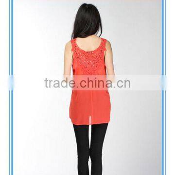 2015 Coral Assemetric Chiffon Ladies Fashion Quilted Vest photo-2