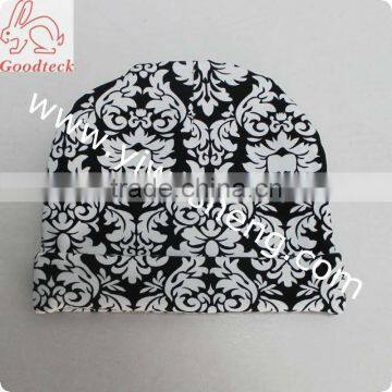 toddler black and white damask cotton baby hat