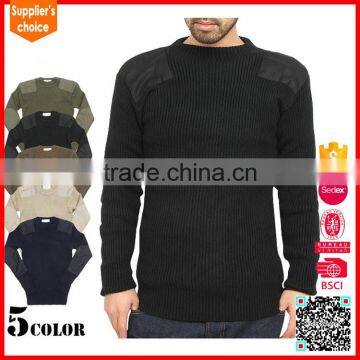 2017 Latest design o neck pullover winter military sweater 100% wool