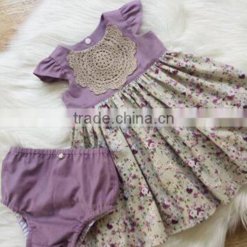 Girls One Piece Lace Dress Purple Top Floral Skirt Kids Frock Designs Pictures photo-4