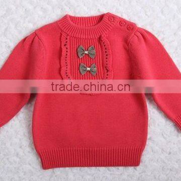 Korean Style Bowknot Decorated Pullover Sweater Girl Cotton Knitting Clothing photo-3