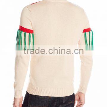 Men Light Kahki Sweater Faux-Savage Trim Pattern Christmas Sweater Knitting Pattern s photo-2