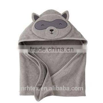 Eco-friendly applique terry bamboo hooded baby towel