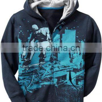 CHILDREN PRINTED ZIP UP HOODY WITH CONTRAST INNER LINING