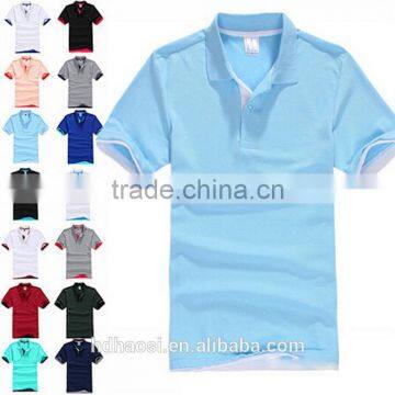 blank t shirt beaded cotton double color collar polo shirt 195g CVC materials polo t shirt for men