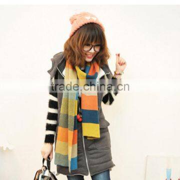 High Quality Colorful Stripe Long 180cn Wool Women Autumn and Winter Wear Rainbow Knit Scarf Fashion photo-6