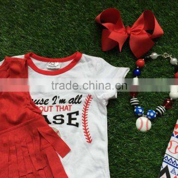 Kids Baseball Season Popular Baseball Style 3 Pieces Short Sleeve Clothes Cause I am All About That Base Outfit With Accessories photo-5