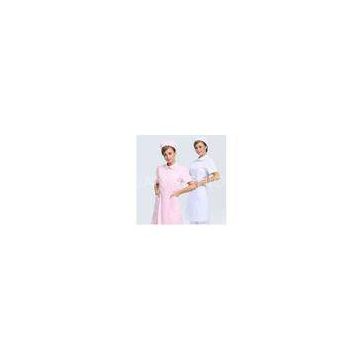 Hosipital Pink Medical Office Uniforms , Femal White Nurse Uniform Dress