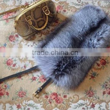 YR216 Luxurious Degrade Real Silver Fox Fur Shawl Scarf