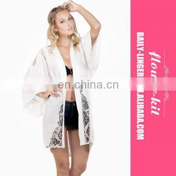 Sexy Lace Embroidered Two Side Sunscreen Blouse Beach Cover Up