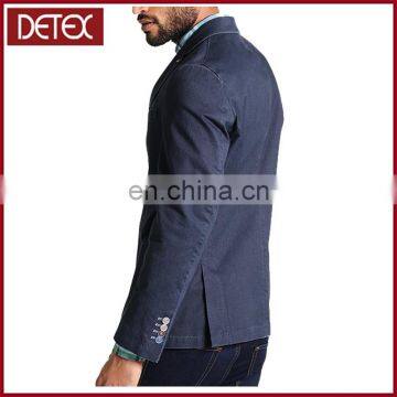 Cotton Simple Style Dark Blue Casual Suit Men Blazer photo-3