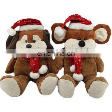 Christmas big size gift red scarf and hat plush mouse