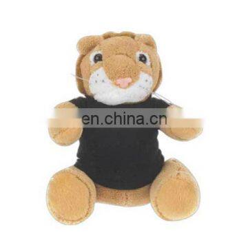 Soft toys 7inch tall Company mascot plush lion in a black T-shirt