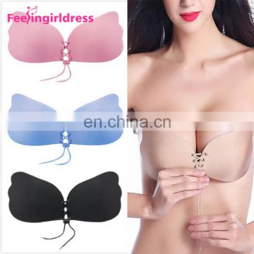 Cheap Women 4 Color Self Adhesive Push Up Backless Strapless Invisible Bra