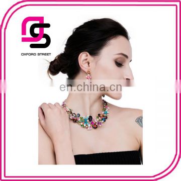 Fashion jewelry Exaggerated Mosaic crystal flower necklace jewelry sets