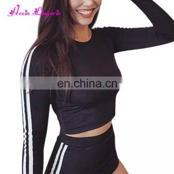 Newest Woman Side Ribbon Slimming Long Sleeve Sweat Yoga Sport Suit