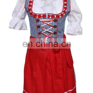 "Handmade"Sky Blue 100%Cotton Dirndl German Bavarian Dress (Dirndl Dress)